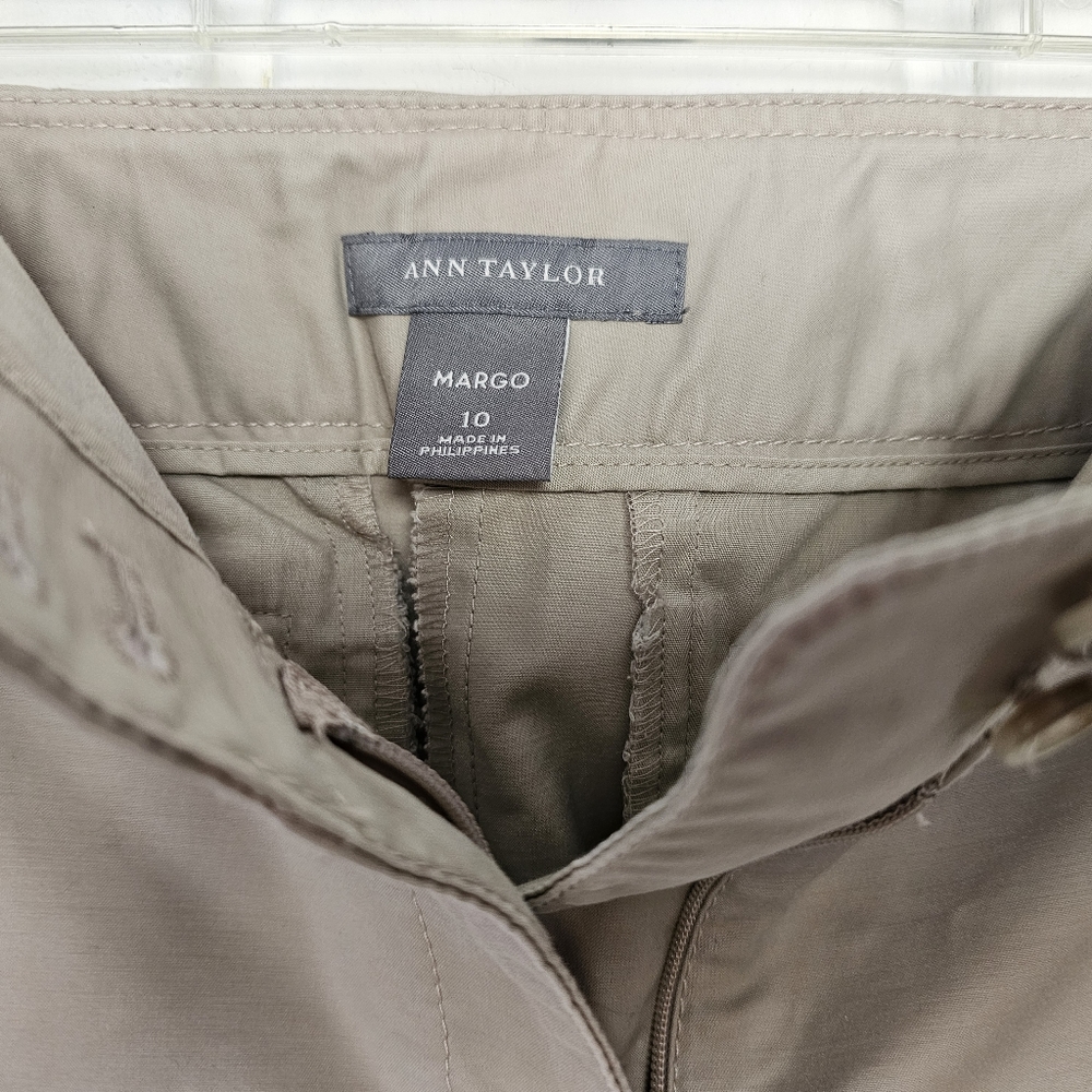 Ann Taylor Margot Khaki Wide Leg Capri Pants sz 10 - Picture 7 of 9